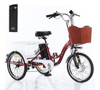 SUNBGRPYE Triciclo Elettrico per Adulti da 20", Bicicletta Elettrica A 3 Ruote con 7 velocità, con Batteria Rimovibile da 48V 12Ah (Autonomia 35-45 Km), Sedile Regolabile, Faro Anteriore E Clacson.,A