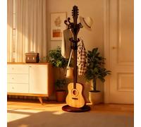 sunbiaouk Appendiabiti a forma di chitarra, Appendiabiti autoportante con 12 ganci per vestiti, cappelli, borse, attaccapanni facile da montare, decorazione per la casa(B)