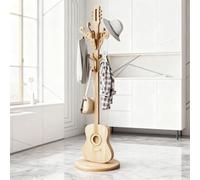 sunbiaouk Appendiabiti a forma di chitarra, Appendiabiti autoportante con 12 ganci per vestiti, cappelli, borse, attaccapanni facile da montare, decorazione per la casa(A)