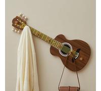 sunbiaouk Appendiabiti a forma di chitarra in legno massello, da parete, con 7 ganci, per appendere giacche, cappelli, borse, chiavi, zaini(A)