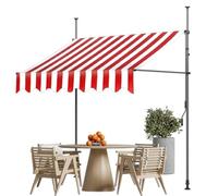 sunbiaouk Pensilina da giardino con manovella, tenda da sole retrattile manuale, tenda da sole regolabile per balcone, tenda da sole per finestra per cortile, giardino, balcone(Red/white,9.8ftx3.9ft)
