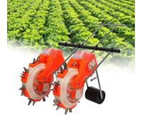 sunbiaouk Seminatrice a Spinta da Giardino, seminatrice Manuale a Due Ruote con dosatore per Fertilizzante, seminatrice Manuale per Mais e soia - Ideale per aziende agricole e orti(6 Mouths)