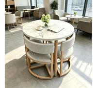 sunbiaouk Set da Pranzo con Tavolo Rotondo e 4 Sedie Imbottite - Tavolo per Sala Conferenze, Set per Sala da Pranzo, Soggiorno, Ristorante e Mensa(Gray1,A)