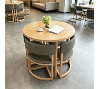 sunbiaouk Set da Pranzo con Tavolo Rotondo e 4 Sedie Imbottite - Tavolo per Sala Conferenze, Set per Sala da Pranzo, Soggiorno, Ristorante e Mensa(Gray 2,B)