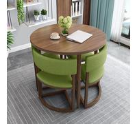 sunbiaouk Set Da Pranzo Rotondo Per 4 Persone Con Sedie - Set Di Sedie Imbottite - Tavolo Rotondo Da Ricevimento Per Famiglia, Azienda E Tempo Libero(Green,C)