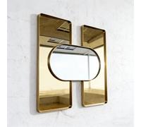 sunbiaouk Specchio da parete decorativo 15,7" x 15,7" - Decorazione murale in ferro battuto, arte in metallo 3D fatta a mano, specchio moderno color oro per l'arredamento del soggiorno(F)