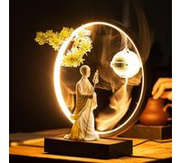 sunbiaouk Statua di Buddha da interno con luce LED circolare e bruciatore di incenso sospeso a forma di sfera, ideale per l'arredamento di casa, ufficio o per la pratica dello yoga.
