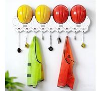 sunbiaouk Supporto per caschi a parete, Rastrelliera a muro per elmetti con ganci e alloggiamento per targhetta identificativa - Ideale per cantieri, garage e fabbriche