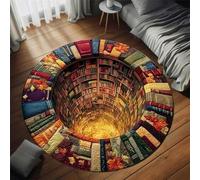 sunbiaouk Tappeto natalizio 3D, tappeto rotondo natalizio, tappeti con illusione ottica natalizia, antiscivolo, per soggiorno, camera da letto, cucina, cameretta dei bambini(B,40 * 40CM)