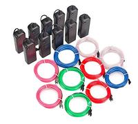 Sunboia 10x1M Flessibile di EL Wire Neon Luce Dance Party Decor + controller per feste e decorazione di Halloween Natale-Blu,Rosso,Verde,Bianco,Rosa