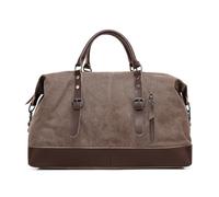 SunBorls Borsa da viaggio unisex di grande capacità, borsone in tela da 55 l, dettagli in vera pelle, borsa da trasporto, per la notte e il fine settimana per uomini e donne, 2012_caffè, Retro