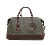 SunBorls Borsa da viaggio unisex di grande capacità, borsone in tela da 55 l, dettagli in vera pelle, borsa da trasporto, per la notte e il fine settimana per uomini e donne, 2012_verde militare,