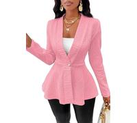 Suncadmious Abiti Casual aziendali per Donna, Blazer per Donna, Giacche per Donna, Jacke a Bottone Singolo Strutturato (Rosa,M)