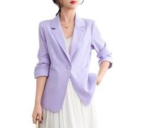 Suncadmious Blazer da donna primaverile casual con colletto a revers e maniche a tre quarti, elegante cardigan con un bottone, adatto per contesti aziendali e d'ufficio. (Viola,XXL)