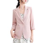 Suncadmious Blazer da donna primaverile casual con colletto a revers e maniche a tre quarti, elegante cardigan con un bottone, adatto per contesti aziendali e d'ufficio. (Rosa,XXL)