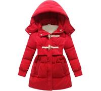 Suncadmious Cappotto da Bambina Piumino Invernale Parka Impermeabile Capispalla da Neve Vestiti per Bambini (Rosso,160 cm)