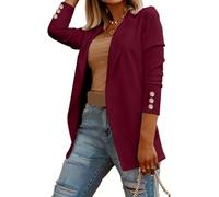 Suncadmious Giacca Blazer da Donna a Maniche Lunghe in Tinta Unita Con Bavero - Cardigan per Carriera, Business, Lavoro, Ufficio (Bordeaux, L)