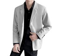 Suncadmious Giacca da Uomo Casual da Ufficio Leggera con Bottoni vestibilità Regolare Giacca da Abito con Un Bottone Giacca Sportiva Sottile (Grigio Chiaro,L)