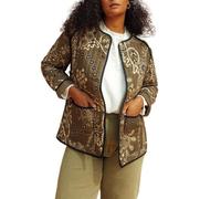 Suncadmious Giacca Leggera Trapuntata da Donna Manica Lunga Stampata Piumino Capispalla Aperto Davanti Imbottito Corto Cardigan Floreale Cappotto (Kaki,M)