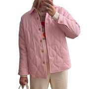 Suncadmious Giacca Trapuntata Leggera da Donna Y2K con Risvolto a Righe Giacca Ispessita Autunno e Inverno Giacca Trench Trapuntata Vintage Corta in Cotone (Rosa,L)