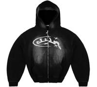 Suncadmious Uomo Donna Y2k Oversize Modello Vintage Cerniera Felpa con Cappuccio Gioventù Adolescente novità Lettera Stampa Felpa con Cappuccio Casual Oversize Manica Lunga Streetwear (Nero,XL)