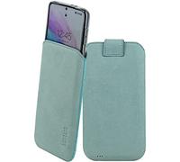 Suncase Custodia in vera pelle compatibile con SPC Discovery 3 Pro, dimensioni interne: circa 167 x 82 x 12 mm (adatta solo con silicone, casa/bumper) in turchese antico