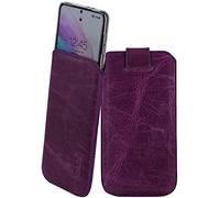 Suncase Custodia in vera pelle compatibile con SPC Discovery 3 Pro, dimensioni interne: circa 167 x 82 x 12 mm (adatta solo con silicone, casa/bumper) in viola antico