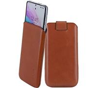 Suncase Custodia in vera pelle compatibile con SPC Discovery 3 Pro, dimensioni interne: circa 167 x 82 x 12 mm (adatta solo con silicone, casa/bumper) in marrone moca