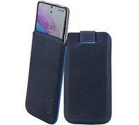Suncase Custodia in vera pelle compatibile con SPC Discovery 3 Pro, dimensioni interne: circa 167 x 82 x 12 mm (adatta solo con silicone/casa/bumper) in blu