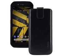 Suncase - Custodia in vera pelle "Slim-Edition", compatibile con Caterpillar Cat S42 (con linguetta di estrazione e chiusura magnetica)