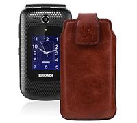 Suncase Custodia originale compatibile con Brondi Amico Fedele, in pelle, colore: marrone moca