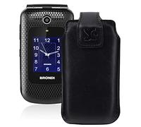 Suncase Custodia originale compatibile con Brondi Amico Fedele, in pelle, colore: nero