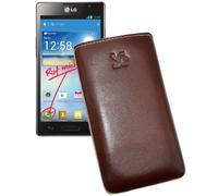 Suncase - Custodia Originale in Vera Pelle per LG P760 Optimus L9, Colore: Marrone