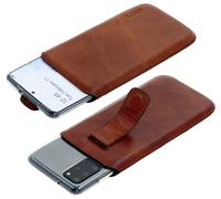Suncase Pelle Custodia Mocca Braun + IN Silicone per Samsung Galaxy S20 Plus