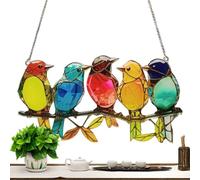 Suncatcher - Birds On A Branch Stained Glass Style, Colorful 2D Acrylic Home Decor, Vibrant Window Panel, Shatter Resistant Bird Ornament, Indoor Outdoor Art | for Windowsills