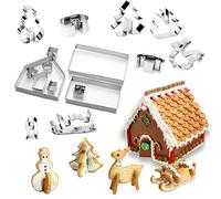 SUNCHE 18 Pezzi Gingerbread House di Natale, Formine Biscotti Natalizie 3D, Christmas Cookie Cutters Set, Stampini per Biscotti in Acciaio Inossidabile, Stampo Casa di Marzapane, per Cuocere di Cucina