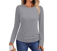 Suncife Maglietta da Donna Autunnale a Manica Lunga T-Shirt a Tunico Tops con Girocollo Semplice Vestibilità Larga, Grigio, L