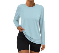 Suncife Magliette da Allenamento per Donna a Maniche Lunghe, Camicie da Palestra Estive, Atletiche, per Yoga, T-Shirt a Vestibilità Larga, blu cielo, S