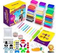 SUNCLAY Argilla da Modellare - 55 Colori Pasta Modellabile Autoindurente con 80 Pagine di Tutorial 14 Plastilina Accessori Regalo Giochi per Bambini Ragazzo Ragazza 3 4 5 6 7 8 9-12 Anni
