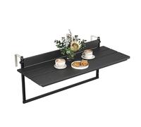 Sundale Outdoor Grande tavolo pieghevole da balcone per ringhiera, 101,6 cm, in HDPE, regolabile, da appendere, per terrazza da giardino, nero