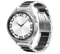 SUNDAREE 20MM Cinturino Compatibile con Samsung Galaxy 7 FE 6 5 4 44MM 40MM/6 4 Classic 47MM 46MM 43MM 42MM/5 Pro 45MM LTE,Argento+Nero Uomo Acciaio Metallo Orologio Intelligente Ricambio Bracciale