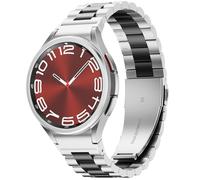 SUNDAREE Compatibile con Cinturino Samsung Galaxy Watch 6 4 Classic 47MM 46MM 43MM 42MM/5 Pro 45MM/6 5 4 44MM 40MM,Nero Argento No Gap Donna Uomo Metallo Acciaio Inox Orologio Cinturini Ricambio Band