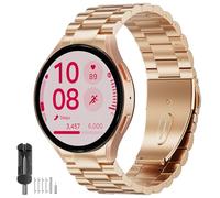 SUNDAREE No Gap Cinturino Compatibile con Samsung Galaxy Watch FE 40MM/Watch 5 4 40MM,Donna Metallo Acciaio Orologio Cinturini Band per Watch 7/6/5/4 Classic 47MM 46MM Pro 45MM 44MM 43MM 42MM,Oro Rosa