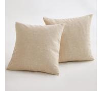 Sunday Praise Federe decorative per cuscini in cotone e lino, classiche quadrate, in tinta unita, 45,7 x 45,7 cm, per divano, letto e auto, confezione da 2 (beige)