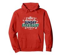 Sunday Strategist: Piano di Gioco Maschile di Fantasy Football Felpa con Cappuccio, Unisex per Adulti, Rosso, L