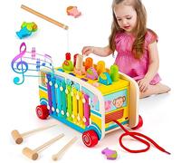 Sundaymot Giochi Montessori 3 Anni, Gioco per Bambini 4 in 1 con Xilofono, Pesca, Whack-a-Mole, Regalo Bambino 3 4 5 6 Anni per Natale, Festa dei Bambini, Compleanno