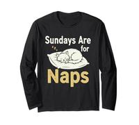 Sundays Are for Naps, Accogliente Grafica per Il fine Settimana con Gatti Che dormono Maglia a Manica