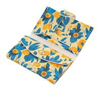 sundee Portafoglio da donna portamonete porta carte chiuso in pelle compatta doppia piega tasca portamonete con finestra ID, Blu, giallo