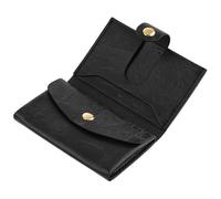 sundee Portafoglio da donna portamonete porta carte chiuso in pelle compatta doppia piega tasca portamonete con finestra ID, Nero puro.