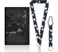 SUNDEE Portafoglio per bambini con cordino da collo per ragazzi e ragazze, portafogli tripla con portachiavi e portamonete con chiusura lampo per regali, originale (grigio digitale), 16-grigio